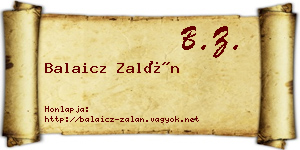 Balaicz Zalán névjegykártya